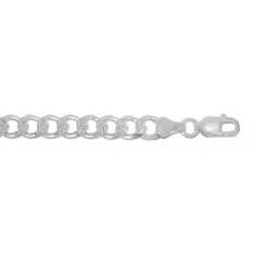 5.45mm Curb Pave Chain, 8" - 30" Length, Sterling Silver